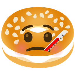 face with thermometer and bagel