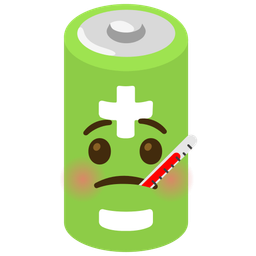 face with thermometer and battery