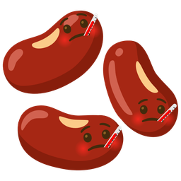 face with thermometer and beans