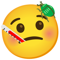 face with thermometer and beetle