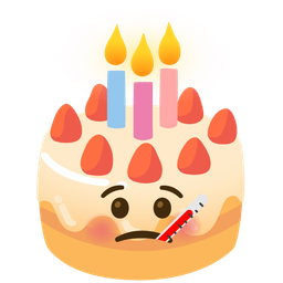 face with thermometer and birthday cake