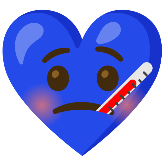 Face with thermometer and Blue heart