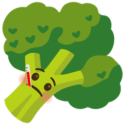 face with thermometer and broccoli