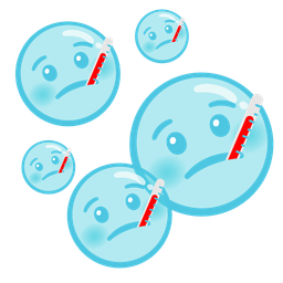 face with thermometer and bubbles