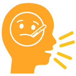 face with thermometer and busts in silhouette