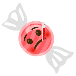 face with thermometer and candy