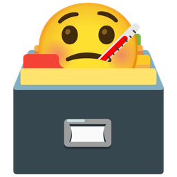 face with thermometer and card file box