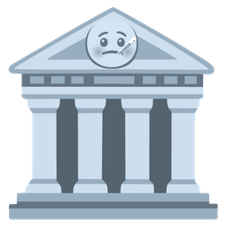 face with thermometer and classical building