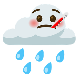 face with thermometer and cloud with rain