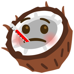 face with thermometer and coconut