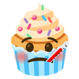 face with thermometer and cupcake