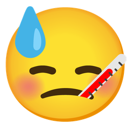 face with thermometer and downcast face with sweat