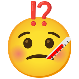 face with thermometer and exclamation question mark