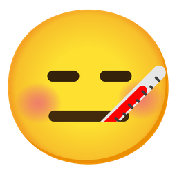 face with thermometer and expressionless face