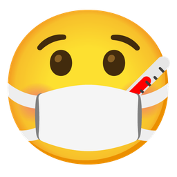 face with thermometer and face with medical mask