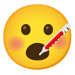 face with thermometer and face with open mouth