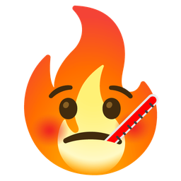 face with thermometer and fire