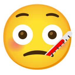 face with thermometer and flushed face