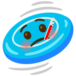 face with thermometer and flying disc