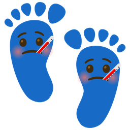 face with thermometer and footprints