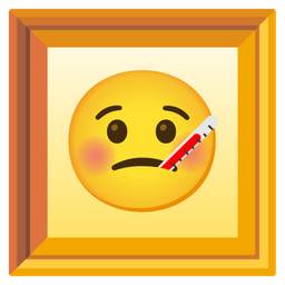 face with thermometer and framed picture