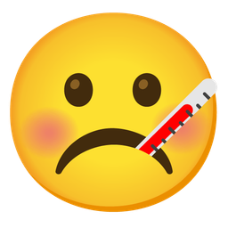 face with thermometer and frowning face