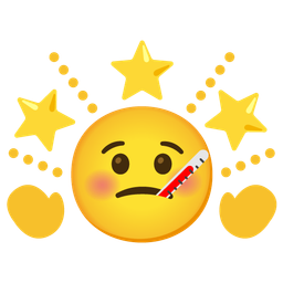 face with thermometer and glowing star