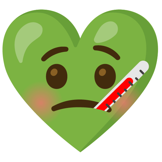 Face with thermometer and Green heart