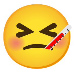 Face with thermometer and Grinning squinting face