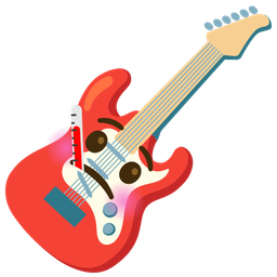 face with thermometer and guitar