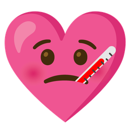 face with thermometer and heart with ribbon