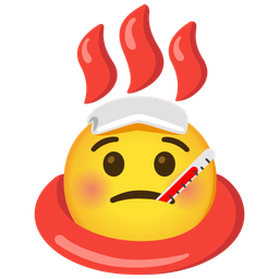 face with thermometer and hot springs