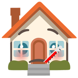 face with thermometer and house