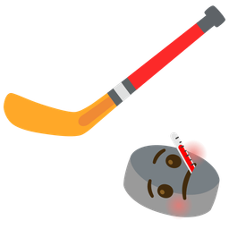 face with thermometer and ice hockey