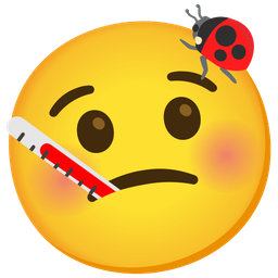 face with thermometer and lady beetle