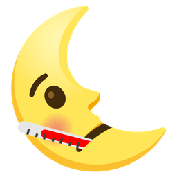 face with thermometer and last quarter moon face