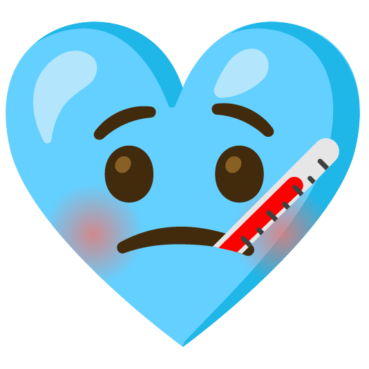 Face with thermometer and Light blue heart