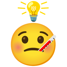 face with thermometer and light bulb