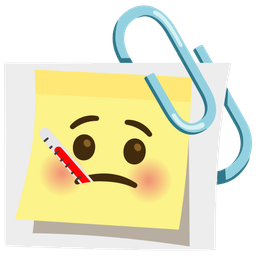 face with thermometer and linked paperclips