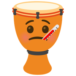 face with thermometer and long drum