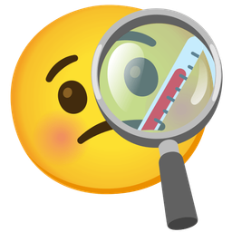 face with thermometer and magnifying glass tilted right
