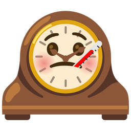 face with thermometer and mantelpiece clock