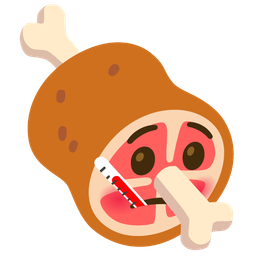 face with thermometer and meat on bone