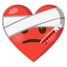 face with thermometer and mending heart