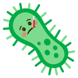 face with thermometer and microbe