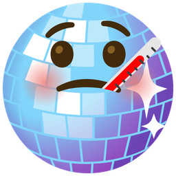 face with thermometer and mirror ball