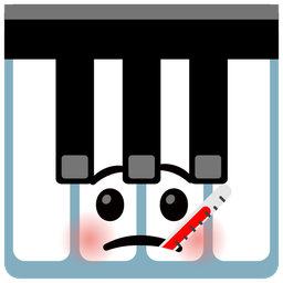 face with thermometer and musical keyboard