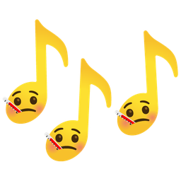 face with thermometer and musical notes