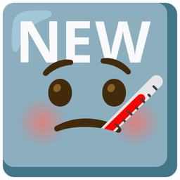 face with thermometer and NEW button