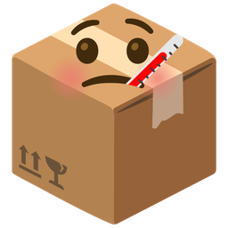 face with thermometer and package